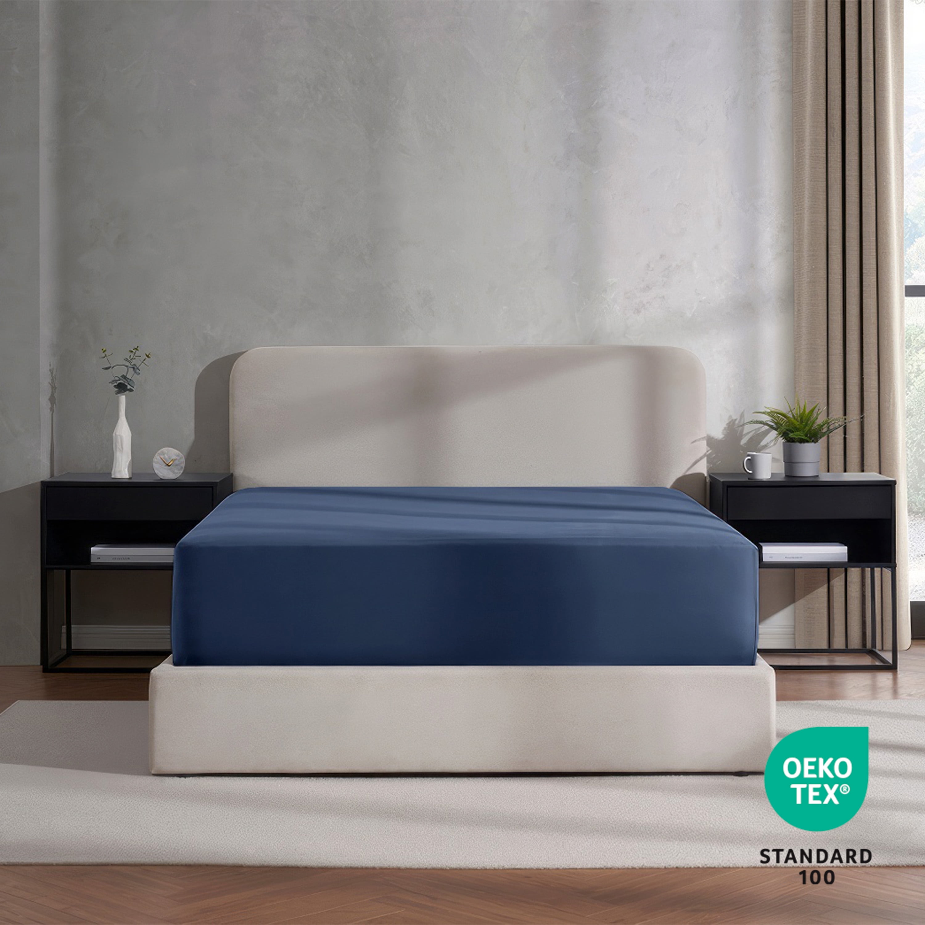 Lammaloe 2 Pack Extra Deep Pocket Queen Fitted Sheet Only, Fits 18" to 24" Mattress, Soft Microfiber Fitted Bed Sheet, Navy Blue