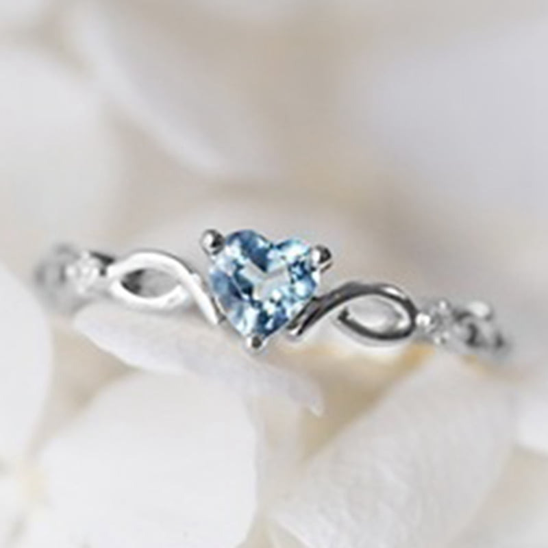 Fashion Crystal Heart Shaped Wedding Rings Womens Zircon Engagement Rings Glamour Jewelry,5