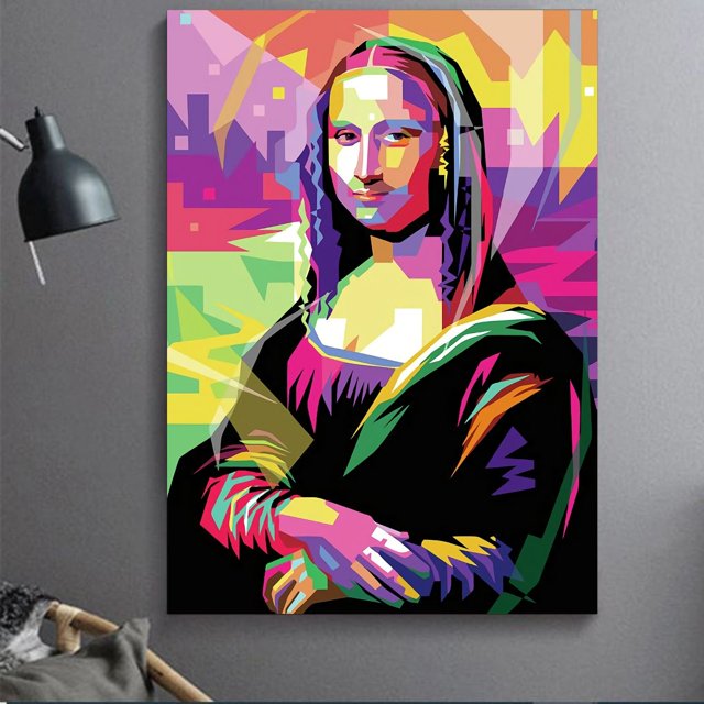 Cuadro Decorativo Mona Lisa Abstracto Colorido Canvas Listo Para Colgar 50x75cm Jungle Art Impresion Tela Arte