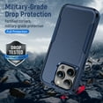 thumbnail image 4 of for iPhone 15 Pro Case, Dual Layers Shell Hard PC + Soft TPU Back Shell Heavy Duty Military Drop Protection Rugged Shockproof Hybrid Case for iPhone 15 Pro, Blue, 4 of 7