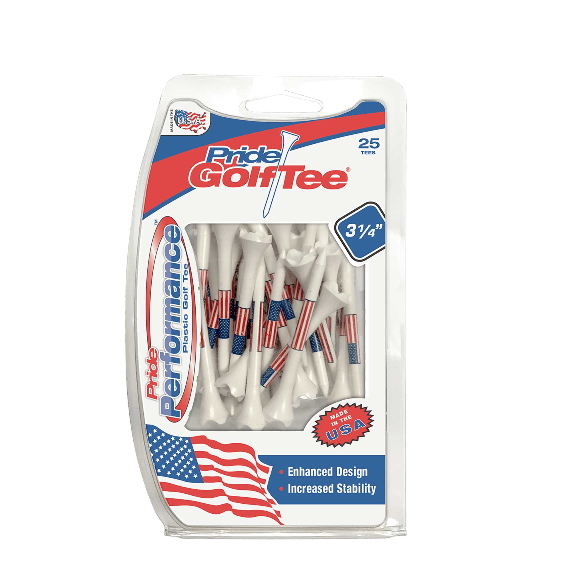 Pride Performance Flag Plastic Golf Tees – Low-Resistance Head, 3.25" Durable Plastic for Golfing, Enhanced Stability, 25 Count