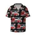 thumbnail image 2 of Lsque Fire and Rescue Truck print Men's Cuban Collar Short Sleeve Shirt Summer Beachwear Casual Button Down Fashionable Vacation Leisure Shirt-4X-Large, 2 of 7