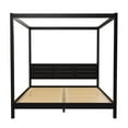 thumbnail image 3 of Walker Edison Minimalist Solid Wood King-Size Canopy Bedframe, Black, 3 of 19