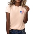 thumbnail image 4 of Hauts d'Été pour Femmes Jour de l'Indépendance Drapeau Col Rond Imprimé Lettre Manches Courtes T-Shirts pour Femmes Beige TG, 4 of 4