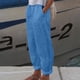 thumbnail image 2 of Moda Mujer Verano Casual Suelto Algodón Y Lino Bolsillo Sólido Pantalones Pantalones Odeerbi ODB-6, 2 of 5