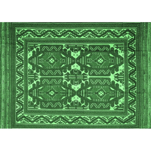 Ahgly Company Indoor Rectangle Persian Emerald Green Traditional Area Rugs, 6' x 9'