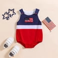 thumbnail image 2 of Krdevn Baby Boys' American Flag Romper, Red White Blue Striped Bodysuit, Soft Casual Outfit for Independence Day & Daily Wear,3-6 Month, 2 of 7