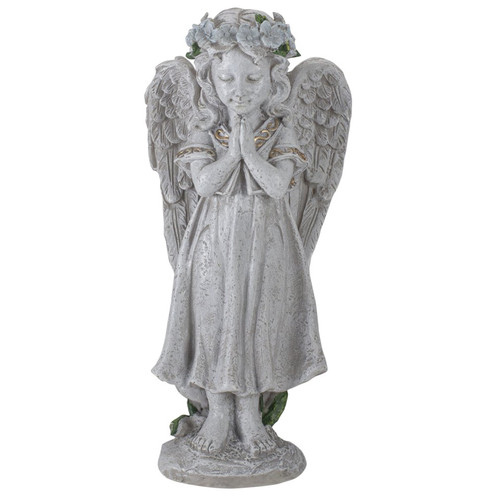 10" Gray Praying Angel Girl Outdoor Patio Garden Statue