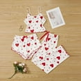 thumbnail image 2 of ZQUUVOU Women's Pajamas 3 Piece Sets Knit Ribbed Heart Print Camisole Shorts and Long Pants Soft Sleepwear Red, 2 of 6