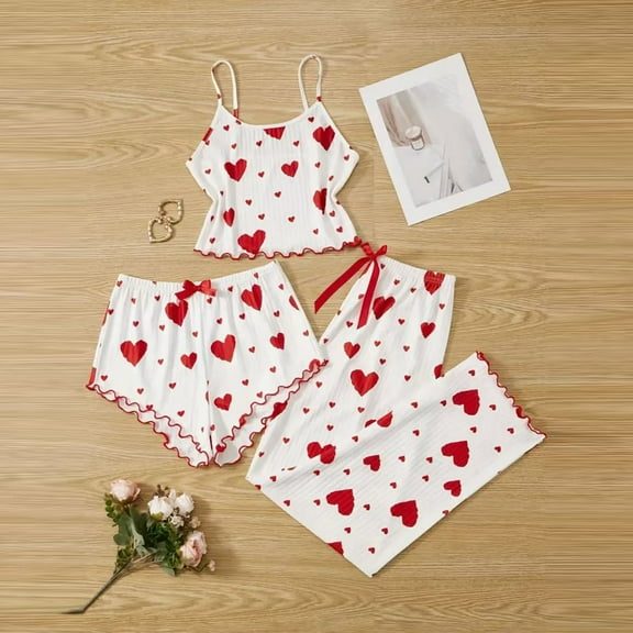 Censtreet Women's Pajama Set,2-Piece Cami and Shorts Set,Heart Sleepwear Loungewear