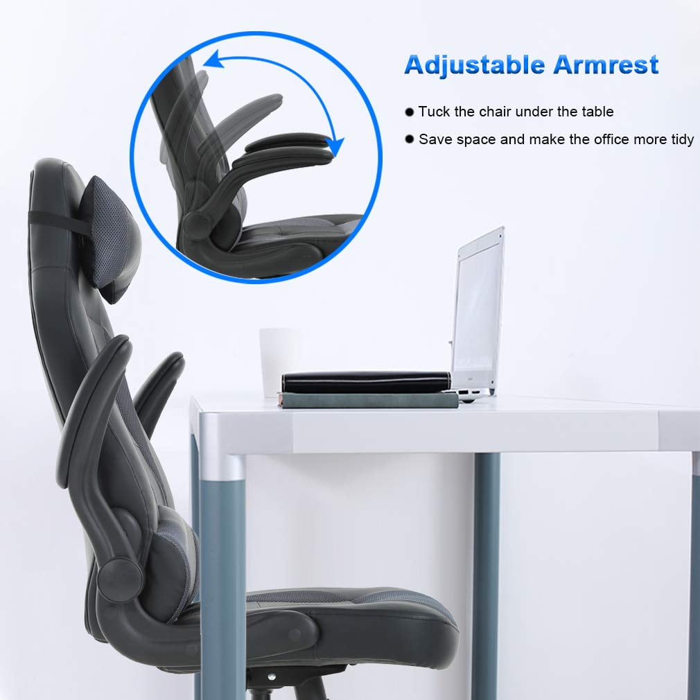 Dkelincs PC Gaming Chair Ergonomic Office Chair with Lumbar Support Headrest Adjustable Computer Desk Chair for Adults, Gray