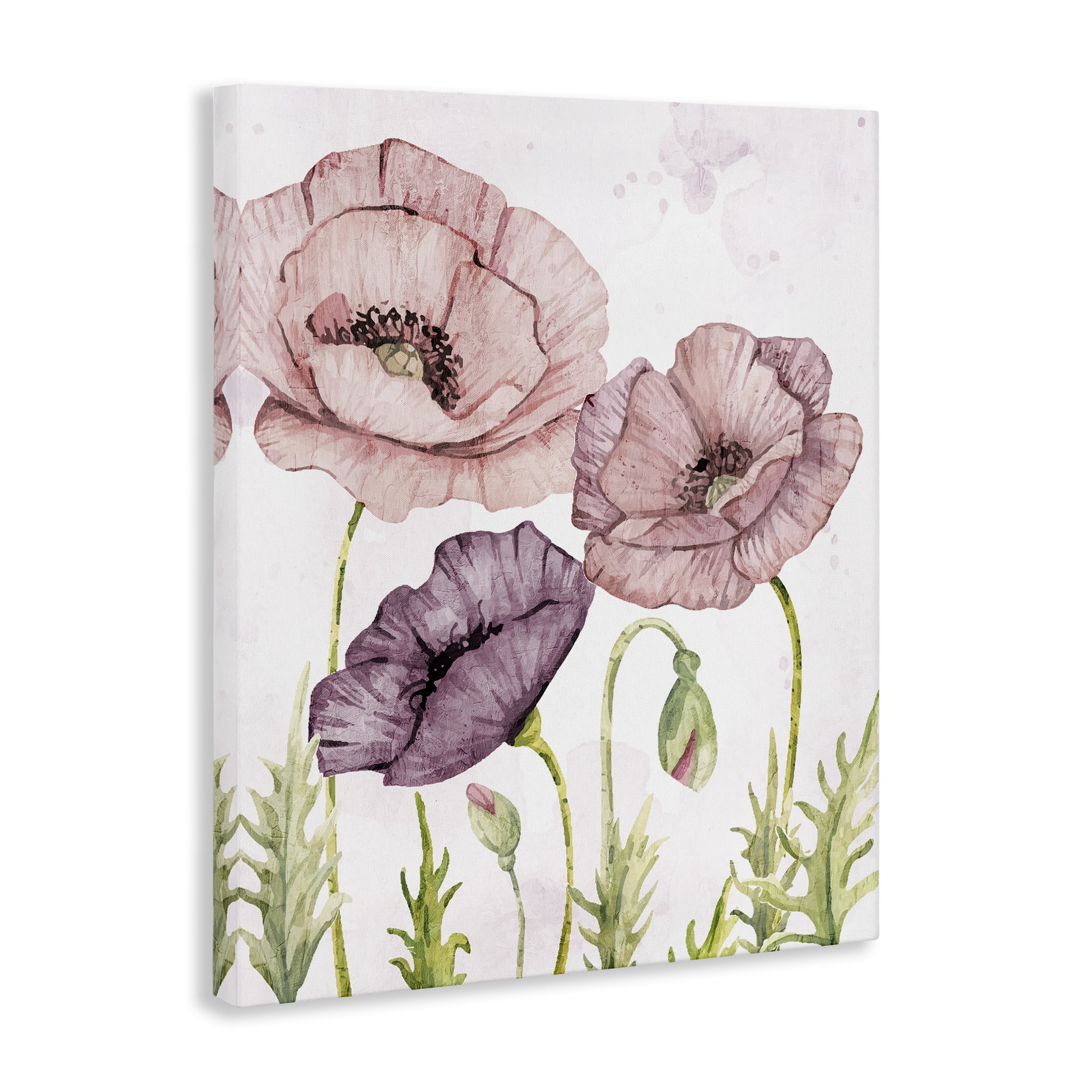 Stupell Industries Soft Pastel Poppy Garden Plants & Flowers Painting Wrapped Canvas Art Print Wall Art, 36 x 48