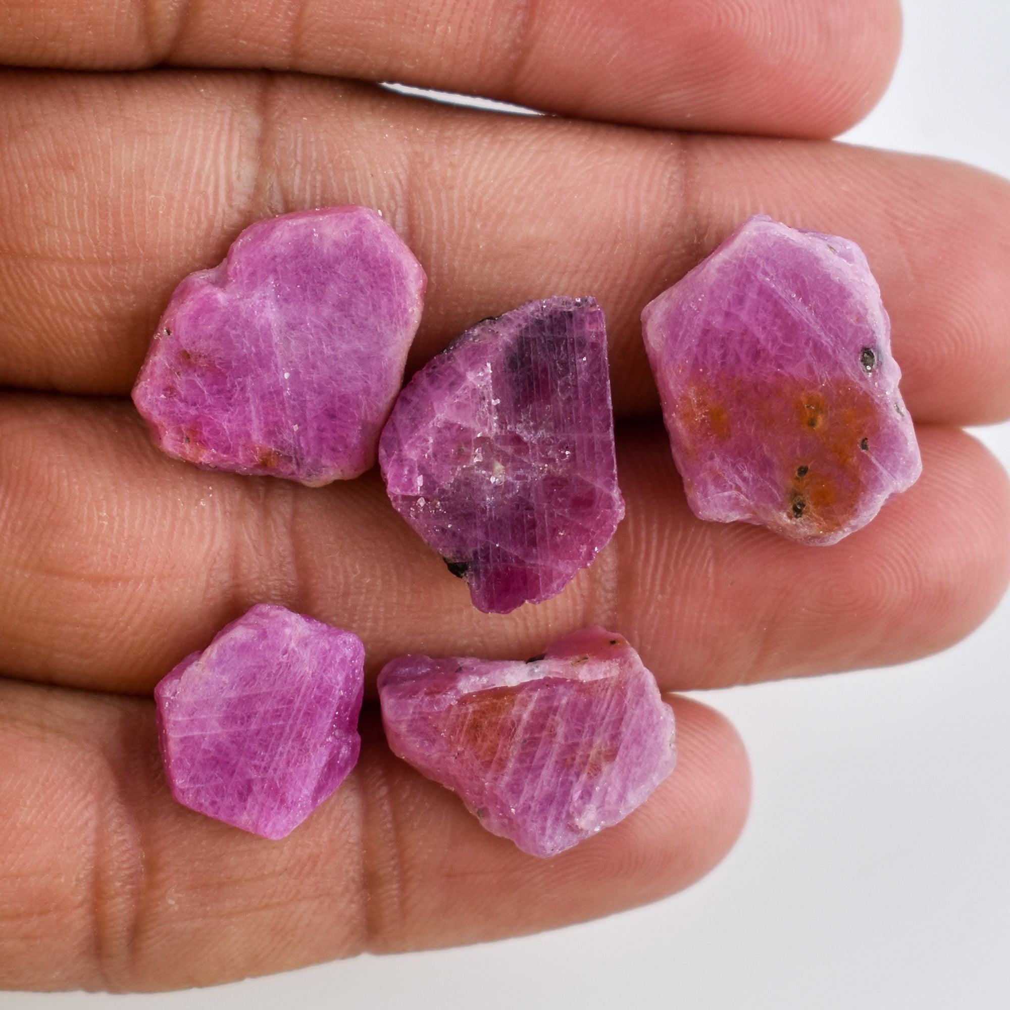 5pcs Genuine AA Raw Ruby Rough Slices Rock Gemstone, Chakra Healing Energy Birthstone Crystal for Jewelry Making Supplies, Gift for her, Wire Wrapping DIY Crafts, Wholesale Bulk Loose Gemstones