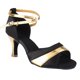 thumbnail image 1 of Zapatos Latinos, Satén Transpirabilidad 37-40 Negro+Oro 1 Par Zapatos De Baile, Entrenamiento Para Danza OTVIAP Latin shoes, 1 of 8
