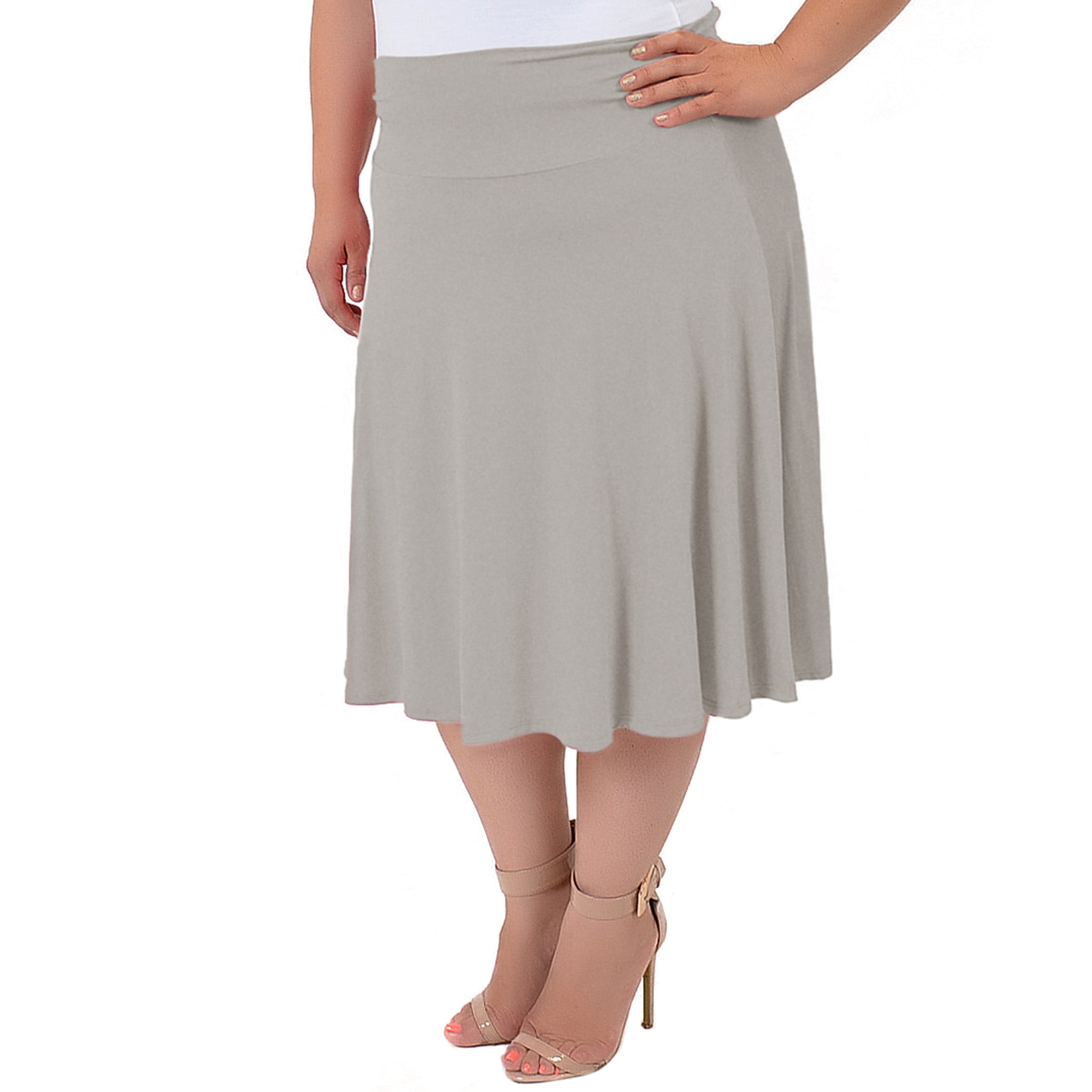 Plus Size Knee Length Flowy Skirt - X-Large (12-14) / Heather Gray ...