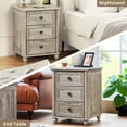 thumbnail image 5 of YEXJ 18" Farmhouse Night Stand, Wood Nightstand with 3 Drawers, Bedside End Table with Storage and Roman Column, Bed Side Tables Cabinet for Bedroom, Living Room, and Closet-3 Drawers-Gray Oak, 5 of 8