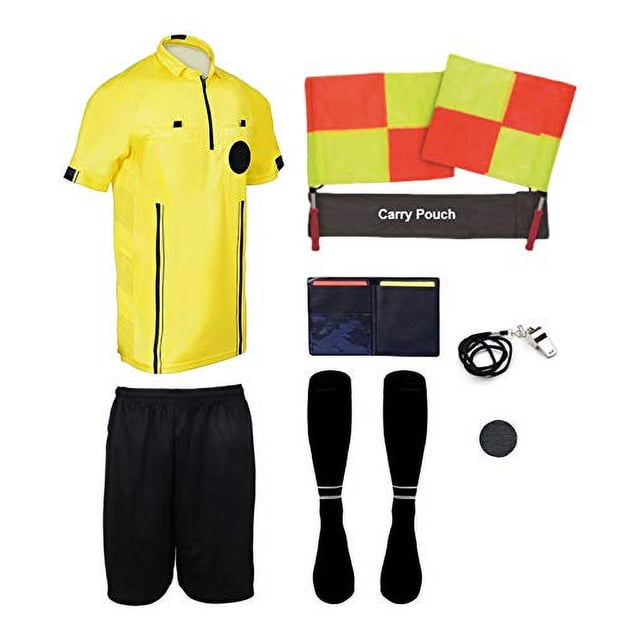 New! 2018 Pro Soccer Referee Package (9 Piece) (Yellow, Adult Small)