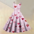 thumbnail image 2 of Elegant Valentines Dress for Women Sleeveless Round Neck A-Line Heart Print Party Dresses Hot Pink L, 2 of 5