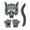 B, variant on Werewolf Costume Set Wolf Accessories Kit with Mask Gloves Tail Headband for Halloween Masquerade Role Play