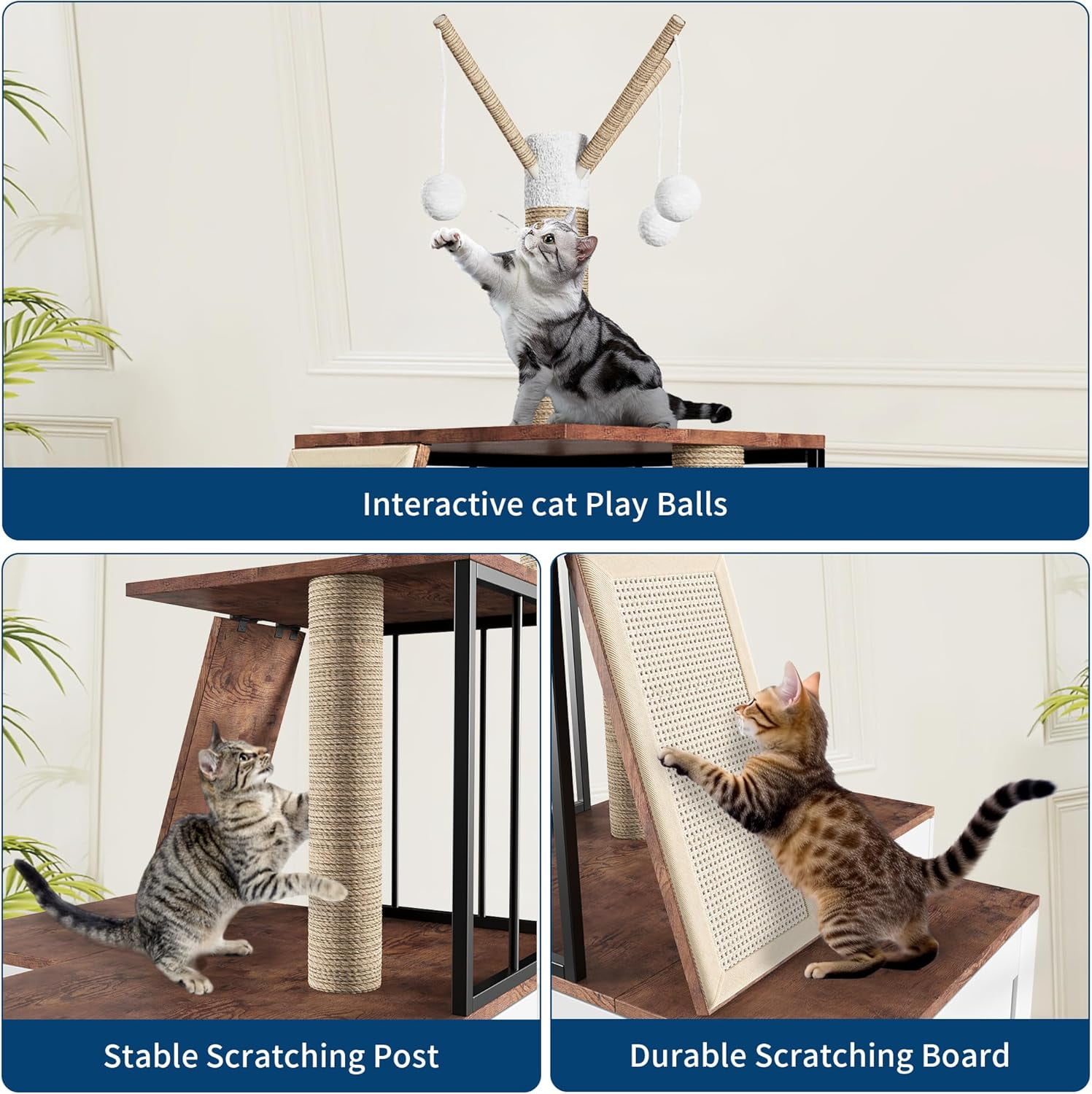 2 In 1 Large Cat Tree Litter Box Enclosure Hidden Litterbox, 48.8'' Tall Cat Tower