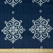 Waverly Inspirations 100% Cotton 45" Width Ikat Square Navy Color Sewing Fabric by the Yard