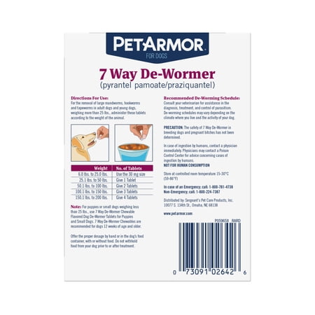 PETARMOR 7 Way De-Wormer (pyrantel pamoate and praziquantel) for Medium and Large Dogs, 25.1-200 lbs, Chewable, 2 Chewable Tablets - Image 3
