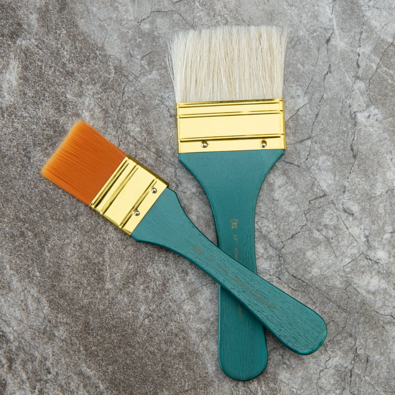 Royal & Langnickel - 2pc Gold Taklon and Natural Bristle All Media, Large  Paint Brush Set 