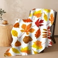thumbnail image 6 of JoyMoreHome Fall Leaves Throw Blanket, 39.3x27.5 in, Halloween Thanksgiving Soft Fall Flannel Fleece Blankets, Cozy Fuzzy Plush Throw Blanket for Couch Bed, 6 of 6