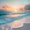 Blue, variant on Pastel Sunset Wave Ocean Framed Canvas Wall Art, Soft Minimal Decor for Hallway Kitchen Bathroom Ready to Hang12"L x 8"W