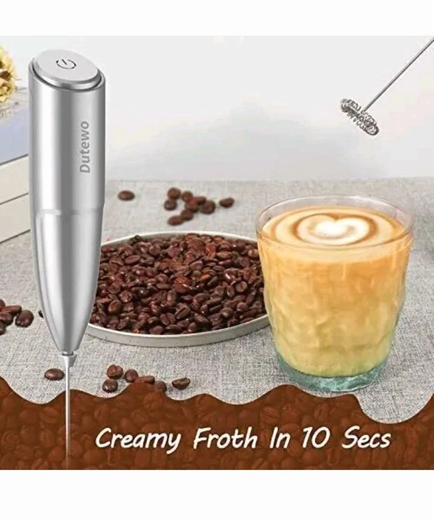 CRESTIN- Silver Hand Mixer Milk Frother - Coffee Bar Accessories Frother Handheld Wk102