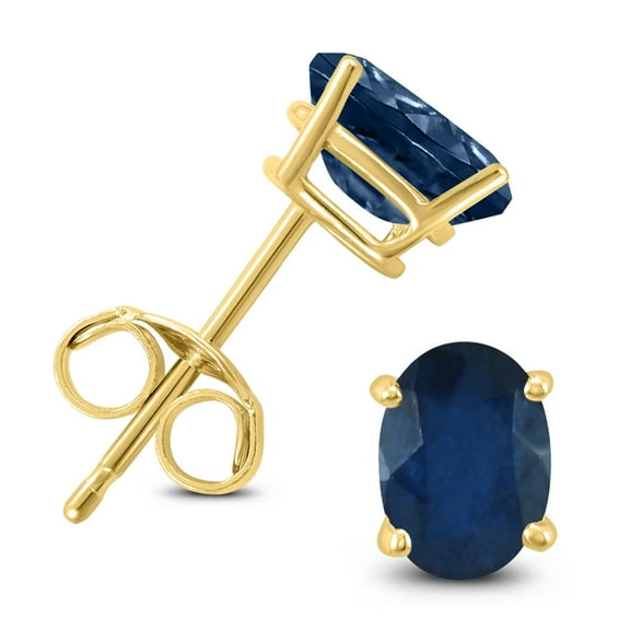 SZUL Women's 14K Yellow Gold 5x3MM Oval Sapphire Earrings