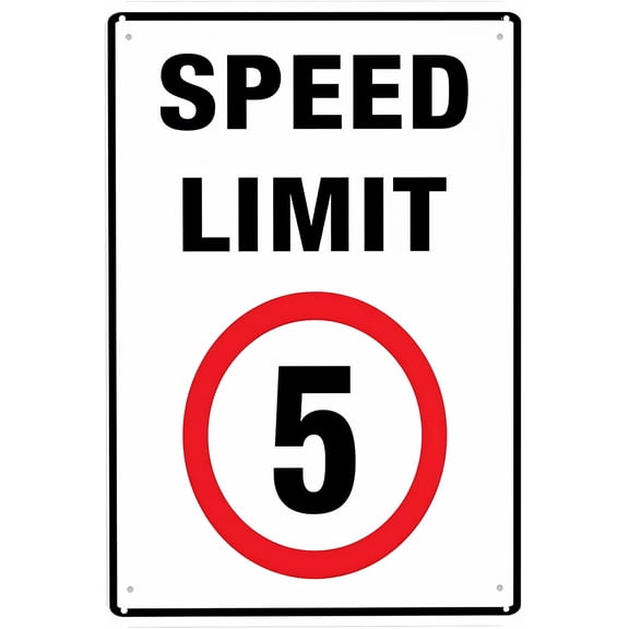 Speed Limit 5 Sign - 8"x12" Vintage Metal Warning Sign, Traffic Speed Decor for Home Farm Bar Coffee Shop Club Road