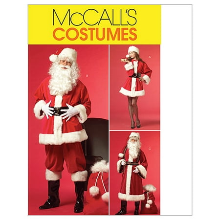 McCall's Misses' and Men's Santa Costumes and Bag, XN (XL, XXL, XXXL)