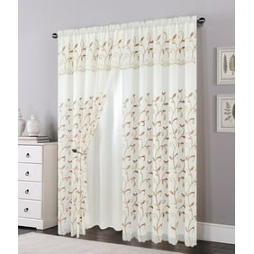 Set Of 2 Lucia Embroidered Curtains With Attached Valance And