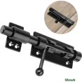 thumbnail image 2 of Heavy Duty Slide Gate Latch Bolt Safety Door Lock With Padlock Hole, 304 Stainless Steel Matte Black, 6 Inch 160mm Length, 14mm Dia. (8 Inch (200mm), 2 of 5