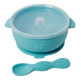 thumbnail image 1 of Plato Hondo con Tapa y cuchara Papubaby con base de succión Azul, 1 of 2