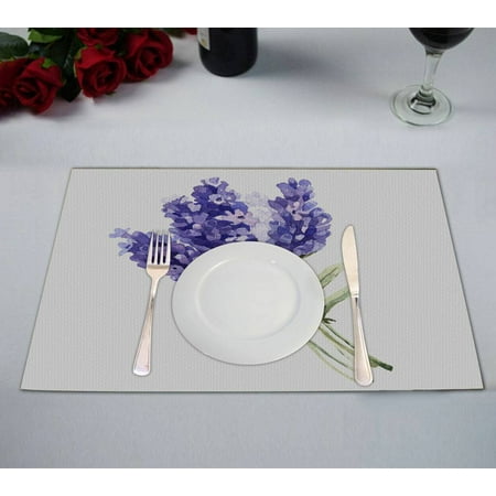

ECZJNT Wildflower lavender flower Placemat Table Mat Cup Mat 12x18 inch Set of 2