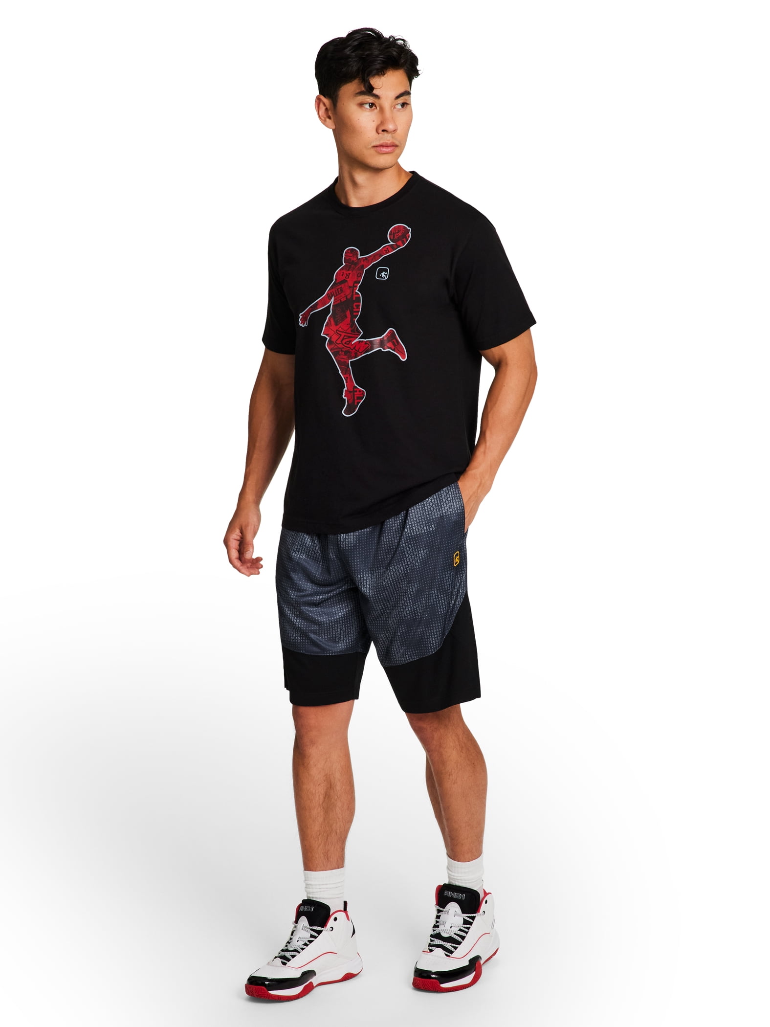 AND1 Men's and Big Men's Active Dribbling Short, 10" Inseam, up to Size 5XL