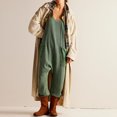thumbnail image 4 of Pantalones Monos Cuello en V Una pieza Color sólido Bolsillos para mujer Traje diario Kuymtek Verde T XL para Mujer, 4 of 6