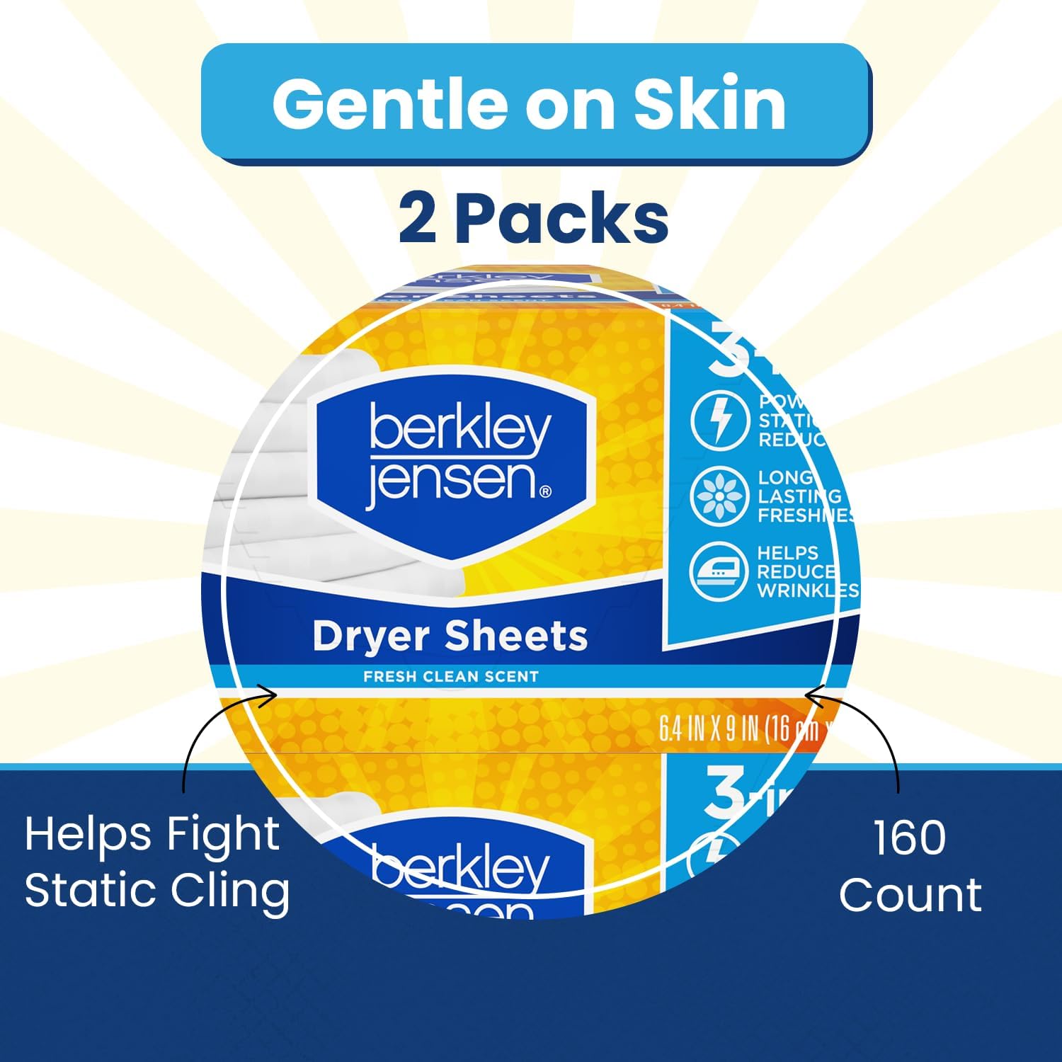 Soft and Fresh Dryer Sheets, 320 Sheets (Pack of 2, 160ct Each) - 3-in-1 Anti Static Wrinkle Release Scented Dryer Sheets - Ideal for All Dryers - Fabric Softener Sheets w/Fresh Scent