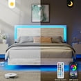 thumbnail image 3 of VanAcc King Size Wood Floating Bed Frame with Headboard & LED Light, Wooden Platform Bed Frame with Slats Support, Easy Assembly, White Birch, 3 of 8