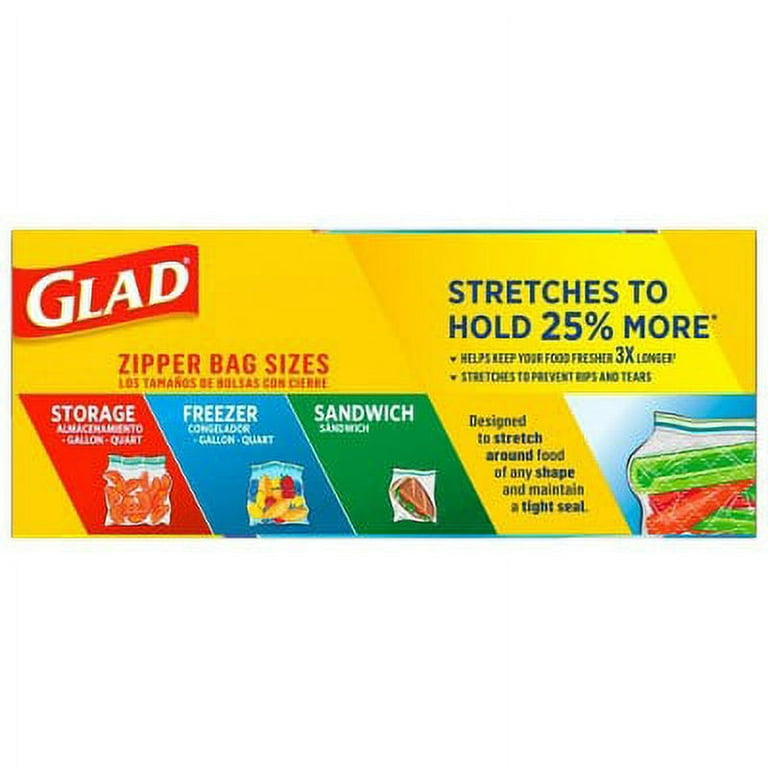 Glad Quart Zipper Bag Extra Wide Seal Freezer - 20 CT 