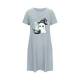 thumbnail image 4 of Cxenplz Nightgowns for Women Short Sleeve T Shirt Sleep Dress Comfy Round Neck Sleepshirt Sleepwear Halloween Print Lounge Pullovers Nightshirt on Clearance, 4 of 4