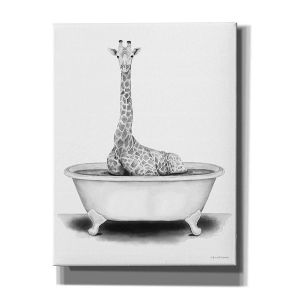 Epic Graffiti 'Giraffe in Tub' by Rachel Nieman, Canvas Wall Art, 26"x34"