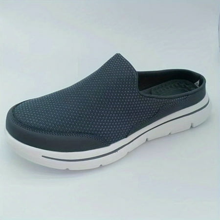 

HYYANGUWENTI Breathable and Lightweight Men‘s Dark Grey Mesh Mules - Non-slip Open Back Shoes with Superior Comfort and Durability