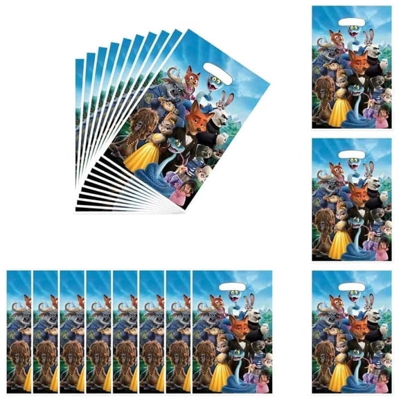 30PCS Zootopia party gift bags, supplies, and decorations. Perfect for cartoon parties, ideal for kids, and great for family events, prizes, carnivals