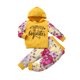 thumbnail image 1 of Gibobby Conjunto con capucha para niño Conjunto de ropa de manga larga con capucha y letras para niños pequeños y bebés, pantalones florales, 2 uds.(Amarillo,2-3 Años), 1 of 5