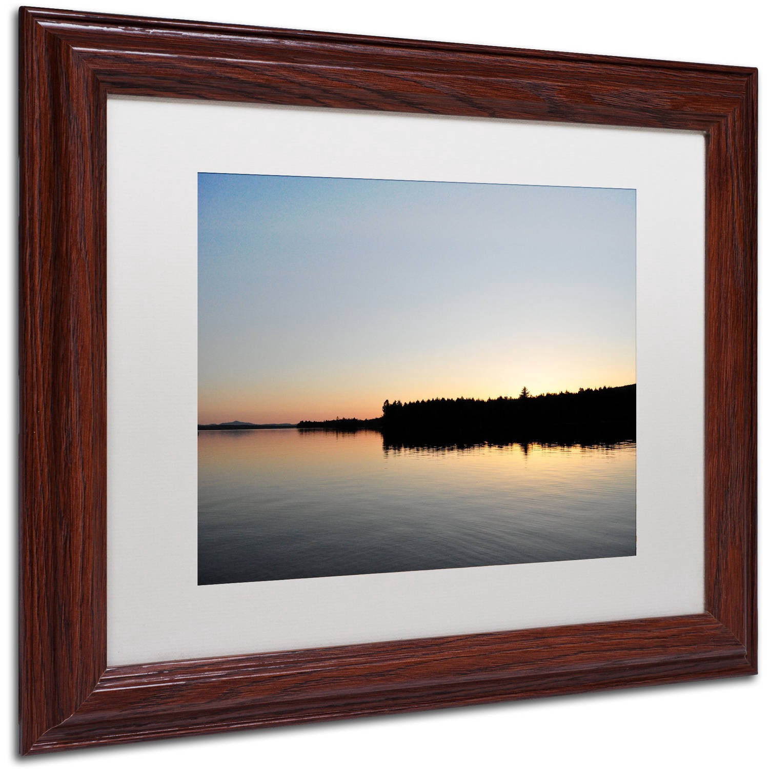 Trademark Fine Art 'Moosehead Lake Sunset' Canvas Art by Nicole Dietz, White Matte, Wood Frame