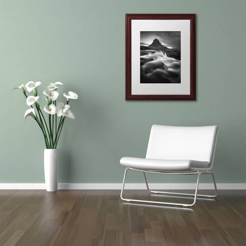 Trademark Fine Art "Kirkjufell" Canvas Art by Mathieu Rivrin, White Matte, Wood Frame