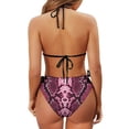 thumbnail image 6 of chaqlin Magenta Snakeskin Halter Neck Triangle Bikini Set - Sexy Tie Side Two Piece Swimsuit for Beach & Pool Vacations | Quick Dry, Figure Hugging Design, 6 of 9